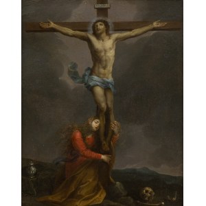CIRCLE OF GUIDO RENI, 17th CENTURY, Christ crucified with Mary Magdalene
