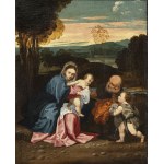 ARTISTA VENEZIANO, SECONDA METÀ DEL XVI SECOLO, Sacra Famiglia con San Girolamo