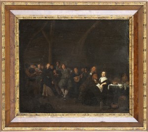 JAN MIENSE MOLENAER (Haarlem, 1610 - 1668), Interior with dancers and musicians