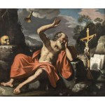 CIRCLE OF GIOVANNI FRANCESCO BARBIERI CALLED GUERCINO (Cento, 1591 - Bologna, 1666), Saint Jerome penitent in the desert hears the trumpets of the Last Judgement