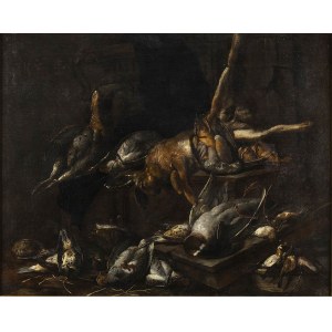 FLAMISH ARTIST ACTIVE IN ITALY, SECOND HALF OF 17TH CENTURY, Still life with game and hanging hare