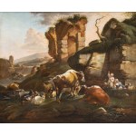 JOHANN HEINRICH ROOS (Frankfurt, 1631-1685), Landscape with herds and ruins