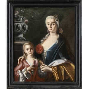 NEAPOLITAN ARTIST, 18th CENTURY, Double portrait with noblewoman and daughter holding rose