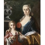 NEAPOLITAN ARTIST, 18th CENTURY, Double portrait with noblewoman and daughter holding rose