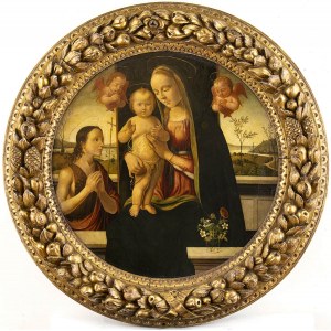BIAGIO D'ANTONIO TUCCI (Florence, 1445 ca. - 1510 ca.), Madonna enthroned with Child, St John and two cherubs