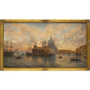 FRIEDRICH NERLY THE YOUNGER (Venice, 1842 - Lucerne, 1919), View of Punta della Dogana from Bacino di San Marco with the Basilica della Salute