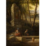 FOLLOWER OF CLAUDE LORRAIN, 19th CENTURY, Ideal landscape with ruins, bridges and figures