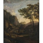 DUTCH ITALIANATE ARTIST, 17th CENTURY, Landscape with wayfarers