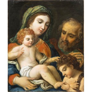 ROMAN SCHOOL, FIRST HALF OF THE 18th CENTURY, Holy Family and Saint John the Baptist