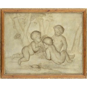 JACOB DE WIT (Amsterdam, 1695-1754), ATTRIBUTED TO, Three puttos with bunches of grapes