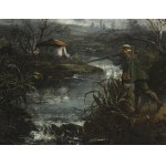 PIEDMONTESE ARTIST, 18th CENTURY, Landscape with river and hunter