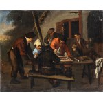 AMBIT OF ADRIAEN VAN OSTADE, Tavern exterior with backgammon players