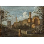 ARTIST ACTIVE IN ROME, FIRST HALF OF 18th CENTURY, The Via Sacra with the arch of Tito, the Basilica of Massenzio and the Campidoglio in the background