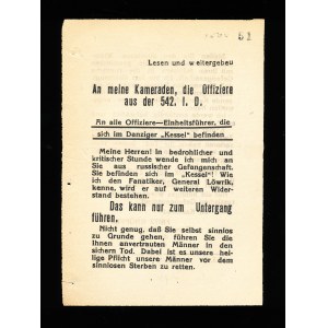 To my comrades, officers of the 542nd Infantry Division Soviet military propaganda leaflet to German officers, Gdansk, WWII (17)
