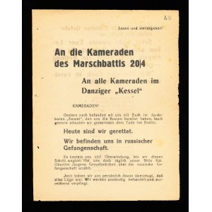 An die Kameraden des 204. Marschbataillons Sowjetisches militärisches Propagandablatt an deutsche Soldaten, Danzig, Zweiter Weltkrieg (18)