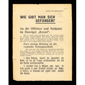 Wie man erwischt wird? Sowjetisches Militärpropagandaflugblatt für deutsche Soldaten und Offiziere, Danzig, Zweiter Weltkrieg (19)