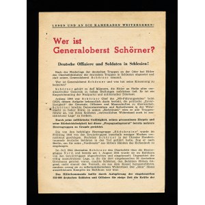 Who is Colonel General Schörner? Soviet military propaganda leaflet to German soldiers in Silesia, Silesia, World War II (24)