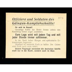 Sowjetisches militärisches Propagandablatt in deutscher Sprache, gerichtet an deutsche Soldaten, die sich in Gdynia verteidigen, Zweiter Weltkrieg (34)