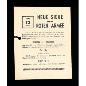 Nové vítězství Rudé armády Sovětský vojenský propagandistický leták pro německé vojáky, Gdaňsk, 2. světová válka (35)