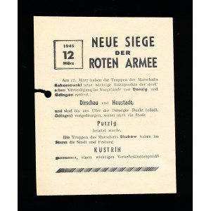 Neue Siege der Roten Armee Sowjetisches militärisches Propagandablatt an deutsche Soldaten, Danzig, Zweiter Weltkrieg (35)