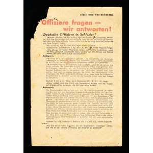 Offiziere fragen - wir antworten Flugblatt der sowjetischen Militärpropaganda an deutsche Offiziere in Schlesien, Zweiter Weltkrieg (40)
