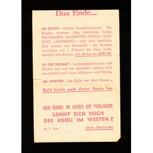 Koniec... Rosyjska wojskowa ulotka propagandowa do żołnierzy niemieckich na froncie wschodnim, II wojna światowa (44)