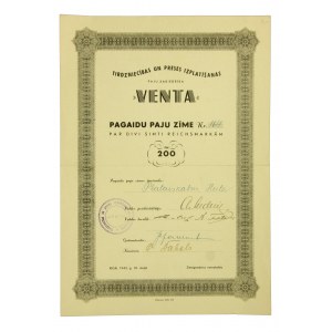 Lotyšsko, dluhopis Venta 200 RM, Riga 1943 (404)
