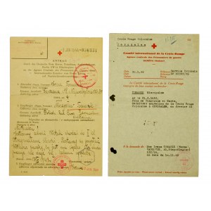 Červený kříž - dva formuláře s korespondencí z druhé války (410)