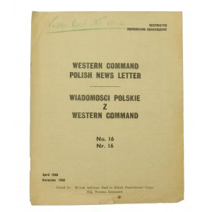 PSZ, Wiadomości Polskie z Western Command. Nr 16. Kwiecień 1948. (411)