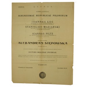Dyplom Uniwersytetu Jagiellońskiego dla doktor medycyny, Kraków 1924 r. (412)