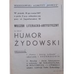 Plagát výboru varšavského bundu, organizuje Židovský humor 1947 (50)