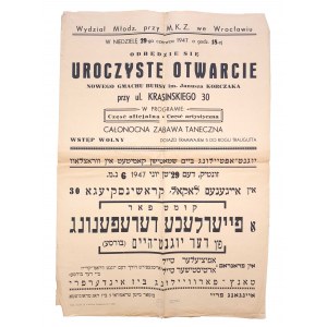 Leták, otevření nového internátu Janusze Korczaka ve Vratislavi 1947(51)