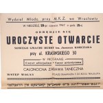 Ankündigung, Eröffnung des neuen Janusz-Korczak-Internats in Wrocław 1947(51)