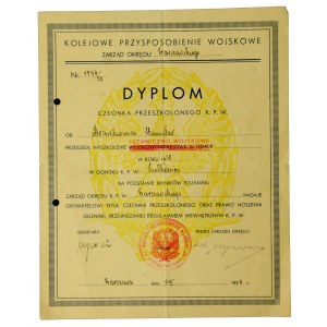 Diplom o výcviku železničního vojenského učiliště Varšavského okruhu, 1938 (304)
