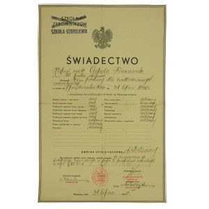 Certificate of the School of Armament for a corporal from the 20th Lancers Regiment, 1936 (610)