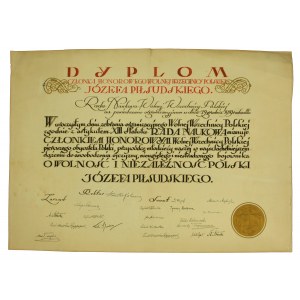 Józef Piłsudski, dyplom Członka Honorowego Wolnej Wszechnicy Polskiej, 1919 r. (615)