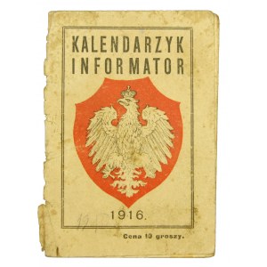 Kalendarzyk informator 1916 r. z motywem patriotycznym (855)