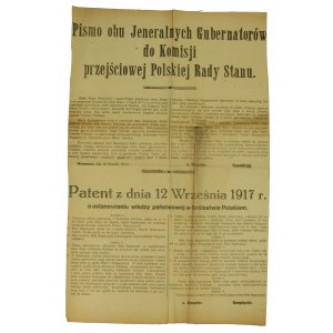 Afisz Ustanowienie władzy państwowej w Królestwie Polskim 1917 r. (867)
