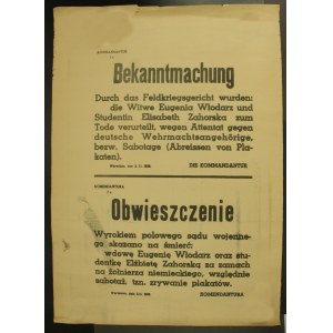 Plakat niemiecki z 3 listopada 1939, Eugenia Włodarz (363)
