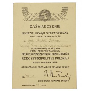 Diplom des Kommissars für Volkszählung 1932 (250)