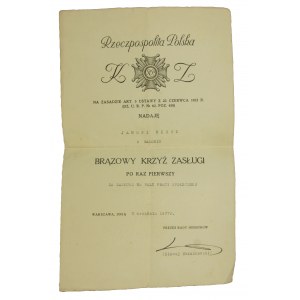 Diplom Bronzový kříž za zásluhy, 1937 (251)