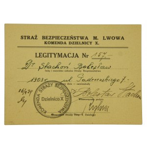 Legitymacja Straż Bezpieczeństwa Miasta Lwowa 1939 r. (276)