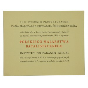 Zaproszenie na wystawę Polskiego Malarstwa Batalistycznego, Warszawa 1939 r.(277)
