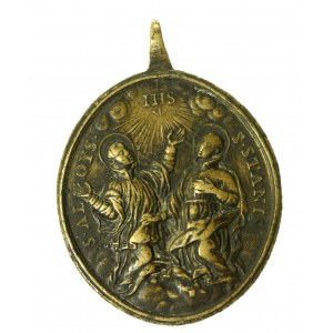 St. Stanislaw Kostka patron saint of Poland and Lithuania medal, 18th century (210)