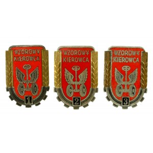 People's Republic of Poland, 1958 Model Driver badge set. total of 3 pcs. (772)