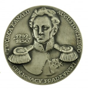 PRL, medaila Generál Ignacy Prądzyński Tvorca Augustovského kanála 1989. STRIEBRO(817)