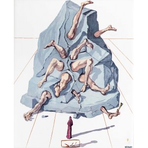 Salvador Dalí (1904-1989), Piekło, Pieśń XIX (Świętokupcy), z cyklu: Boska Komedia, 1963
