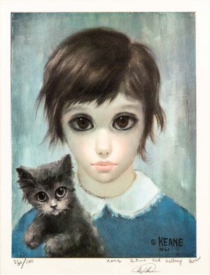 Margaret Keane, właśc. Peggy Doris Hawkins (1927 -2022), Dziewczynka i jej kot, z serii: Tommorrow’s Masters Series, 1965