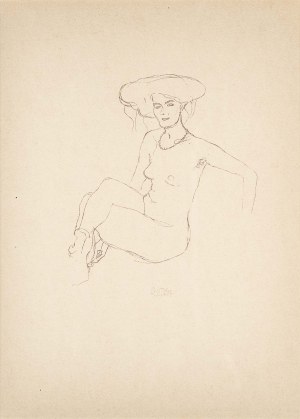 Gustav Klimt (1862-1918), Akt w kapeluszu, 1922