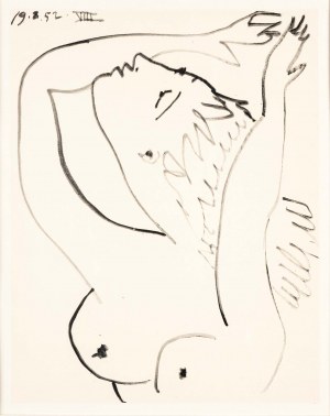 Pablo Picasso (1881-1973), Studium aktu kobiecego - praca dwustronna, z cyklu: Wojna i pokój, 1954